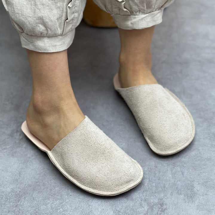 Women's Leather Minimalist Slant Cut Comfort Mule Shoes