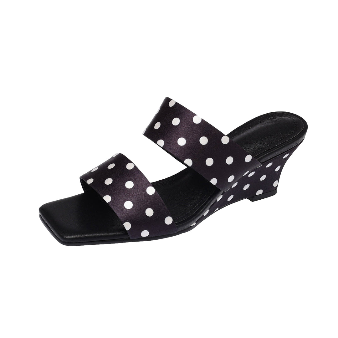 Women's Handcrafted Leather Premium Square Toe Wedge Heel Mules