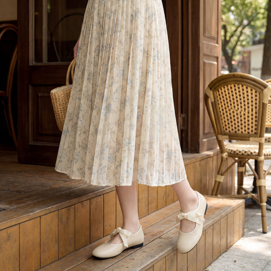 Women's Luxury Lambskin Ballet Flats - Silky Ribbon Lace-up