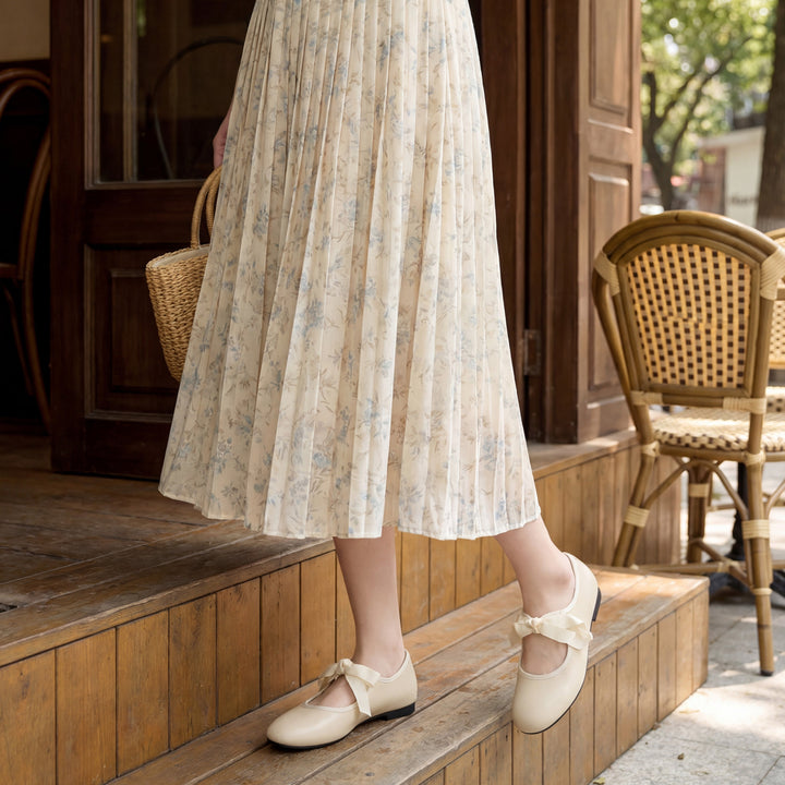 Women's Luxury Lambskin Ballet Flats - Silky Ribbon Lace-up