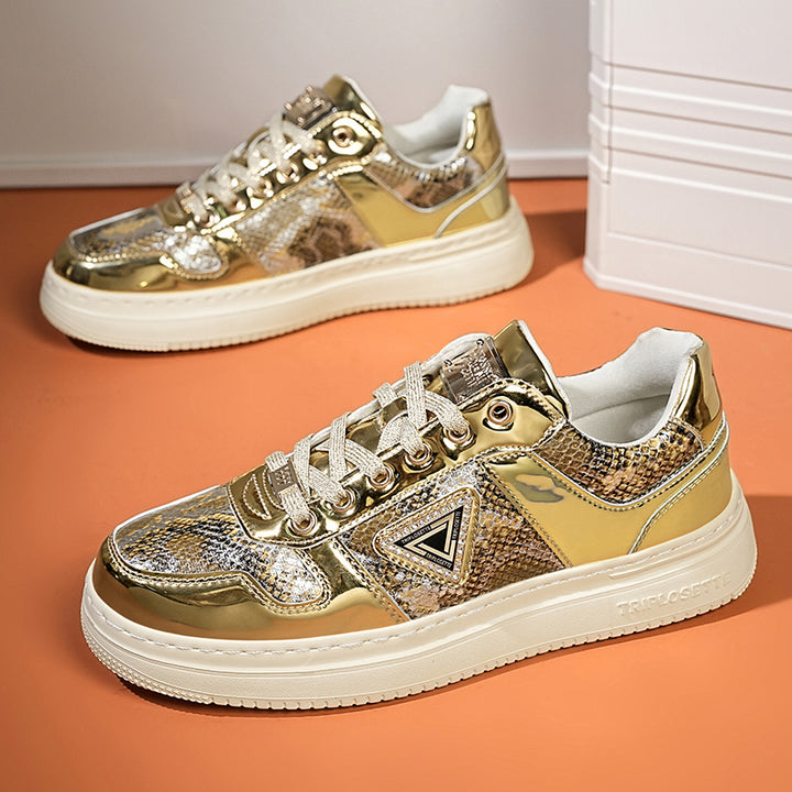 Metal Luster Couple Low-Top Skateboard Sneakers Women Men