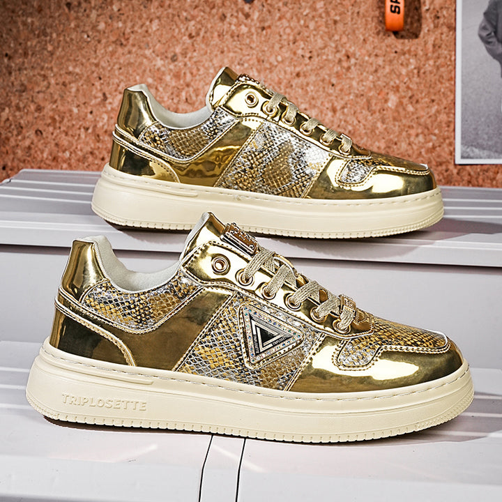 Metal Luster Couple Low-Top Skateboard Sneakers Women Men