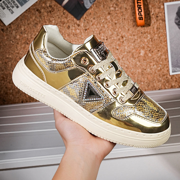 Metal Luster Couple Low-Top Skateboard Sneakers Women Men