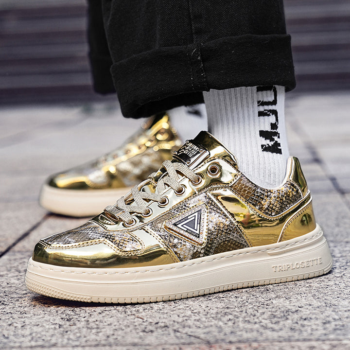 Metal Luster Couple Low-Top Skateboard Sneakers Women Men