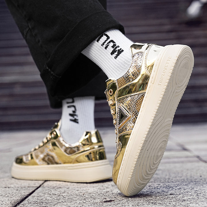 Metal Luster Couple Low-Top Skateboard Sneakers Women Men