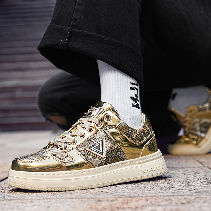 Metal Luster Couple Low-Top Skateboard Sneakers Women Men