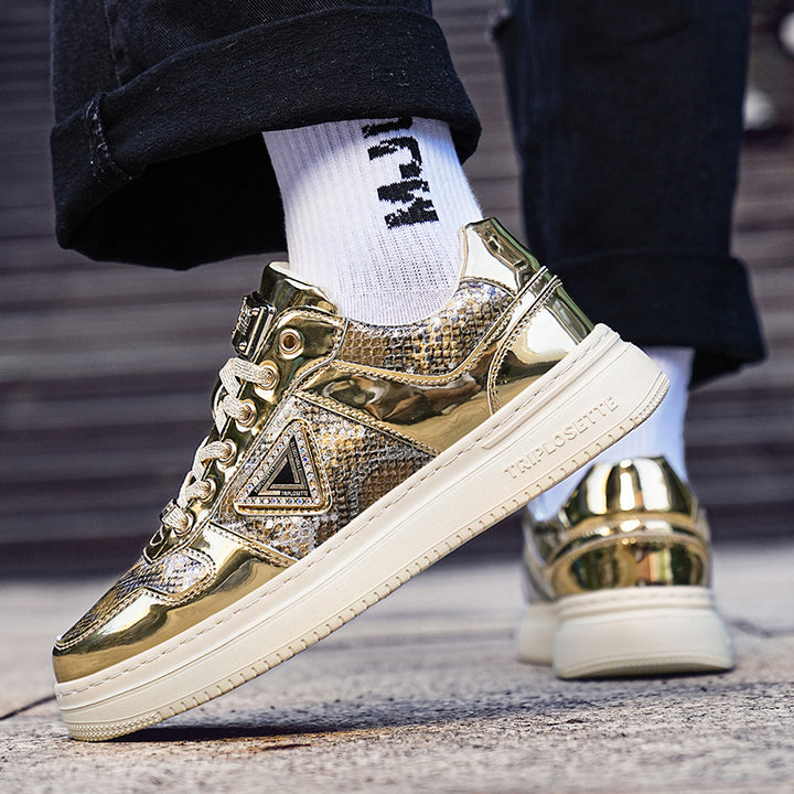 Metal Luster Couple Low-Top Skateboard Sneakers Women Men