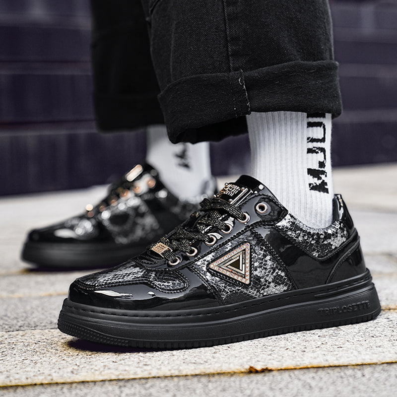 Metal Luster Couple Low-Top Skateboard Sneakers Women Men