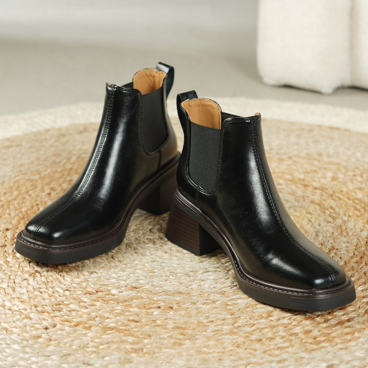 Women's Square Toe Leather Handmade Chelsea Boot