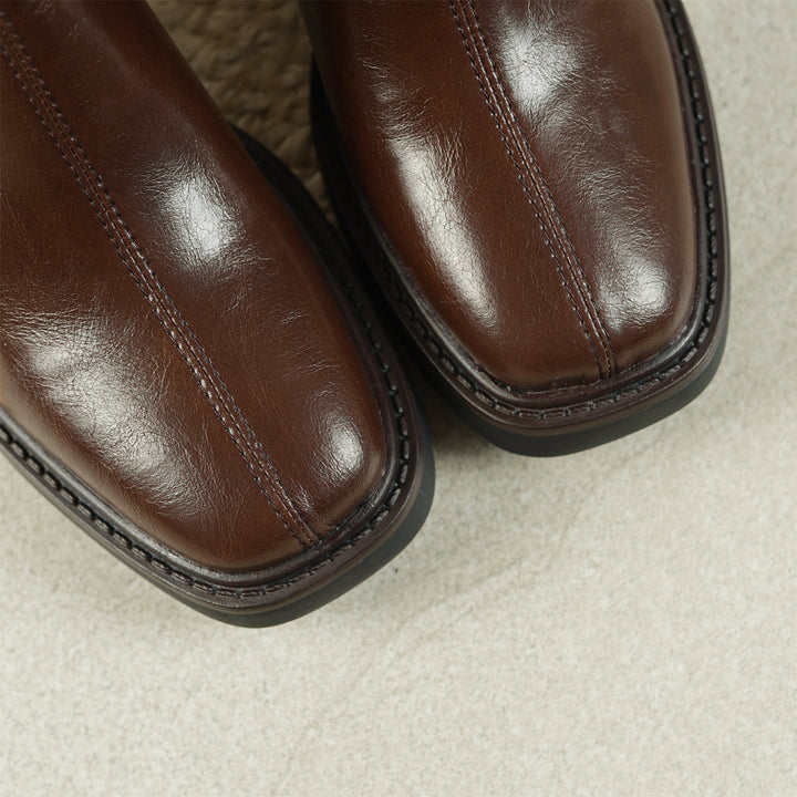 Women's Square Toe Leather Handmade Chelsea Boot