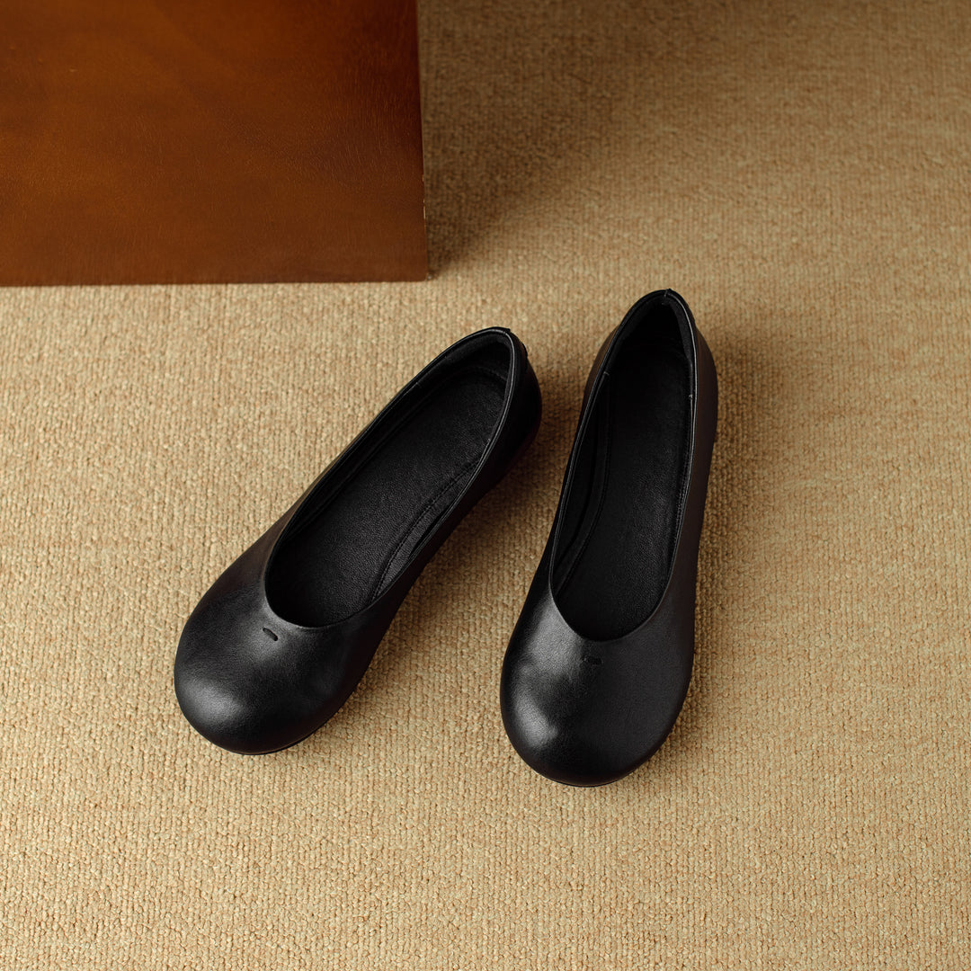 Comfortable Women's Handmade Leather Slip-On Flats – Casual Everyday Shoes