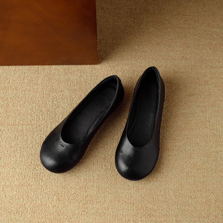Comfortable Women's Handmade Leather Slip-On Flats – Casual Everyday Shoes
