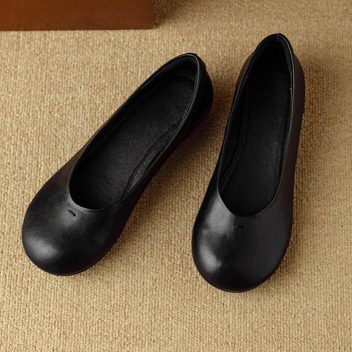 Comfortable Women's Handmade Leather Slip-On Flats – Casual Everyday Shoes