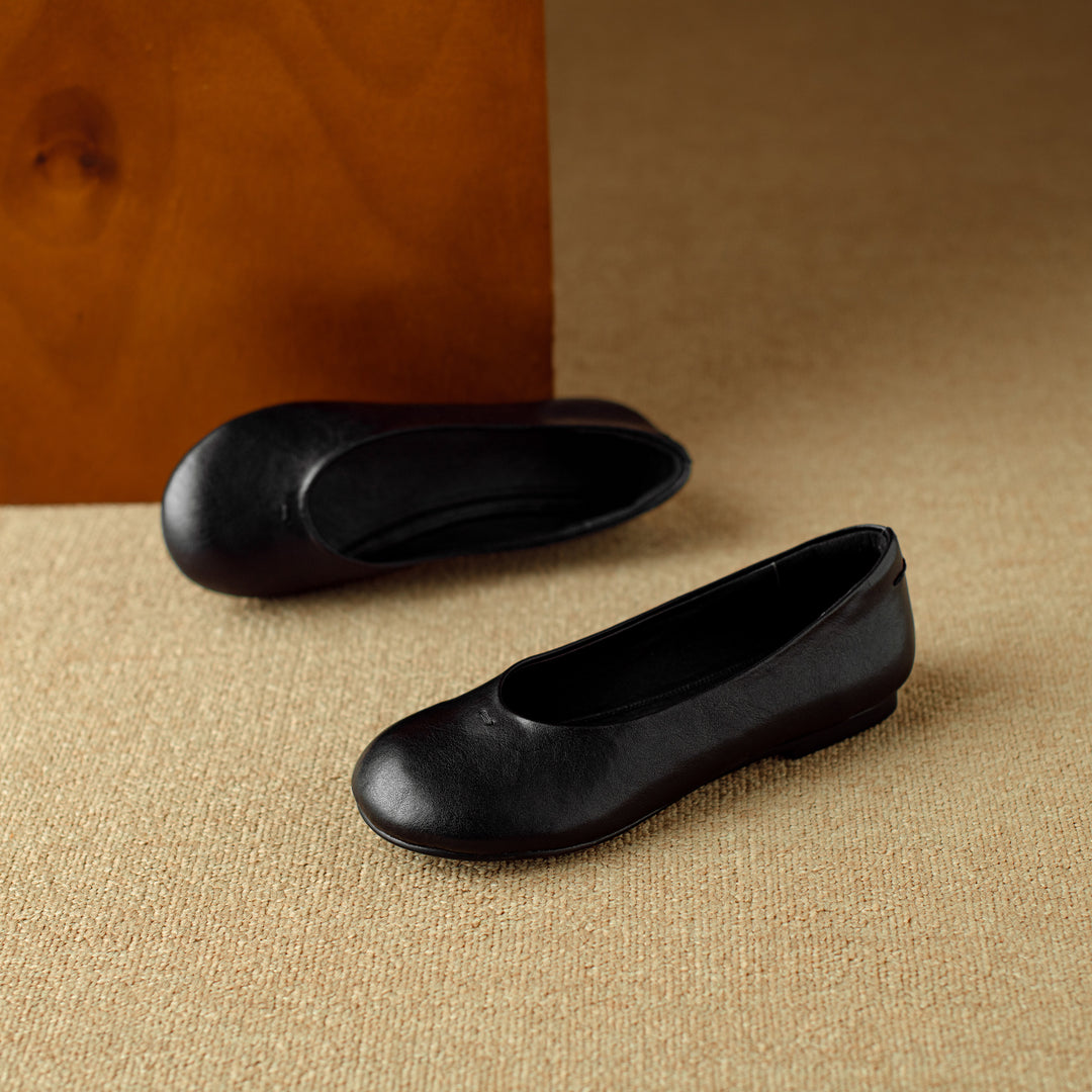 Comfortable Women's Handmade Leather Slip-On Flats – Casual Everyday Shoes