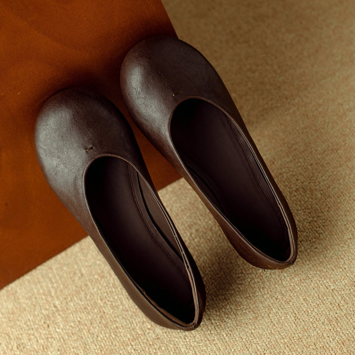 Comfortable Women's Handmade Leather Slip-On Flats – Casual Everyday Shoes