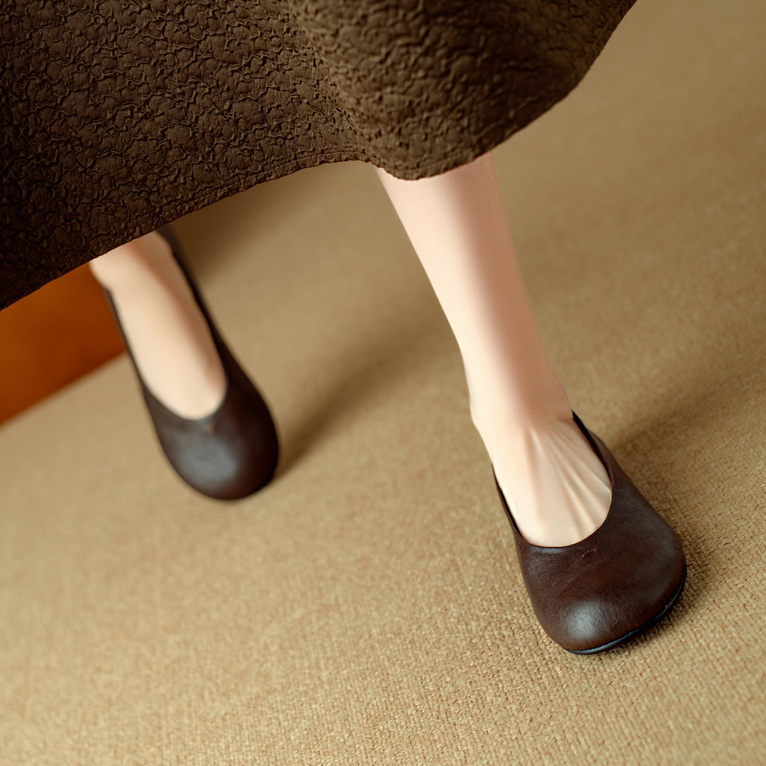 Comfortable Women's Handmade Leather Slip-On Flats – Casual Everyday Shoes