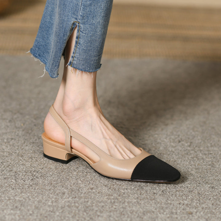Women's Pointed Toe Block Heels Slingback Shoes Sandals