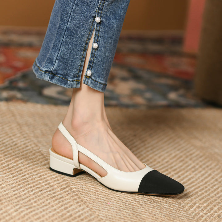 Women's Pointed Toe Block Heels Slingback Shoes Sandals