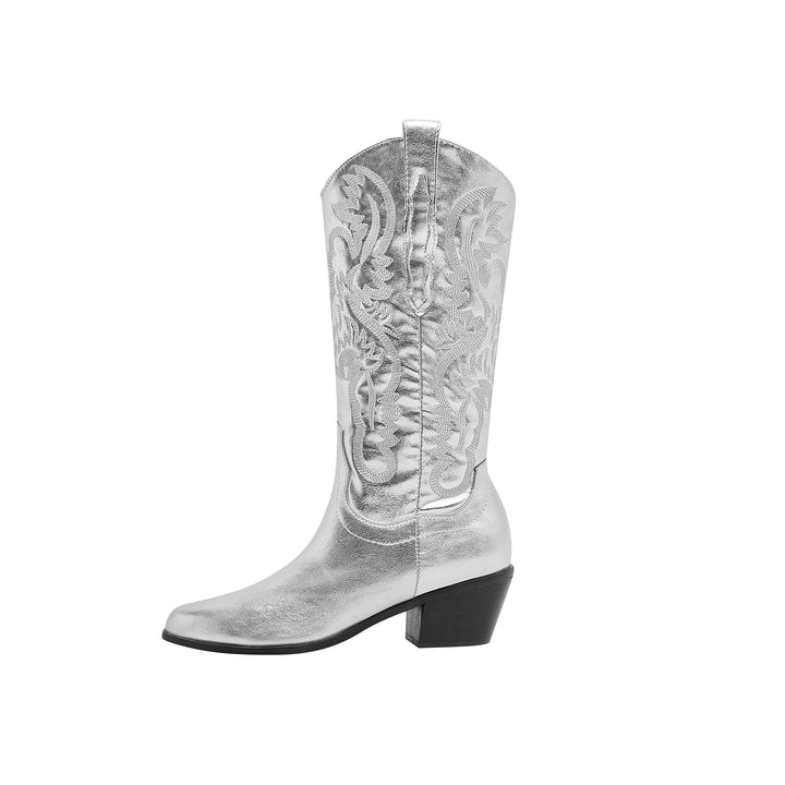 Women's Cowgirl Boots Vintage Western Embroidery Metallic Cowboy Boots