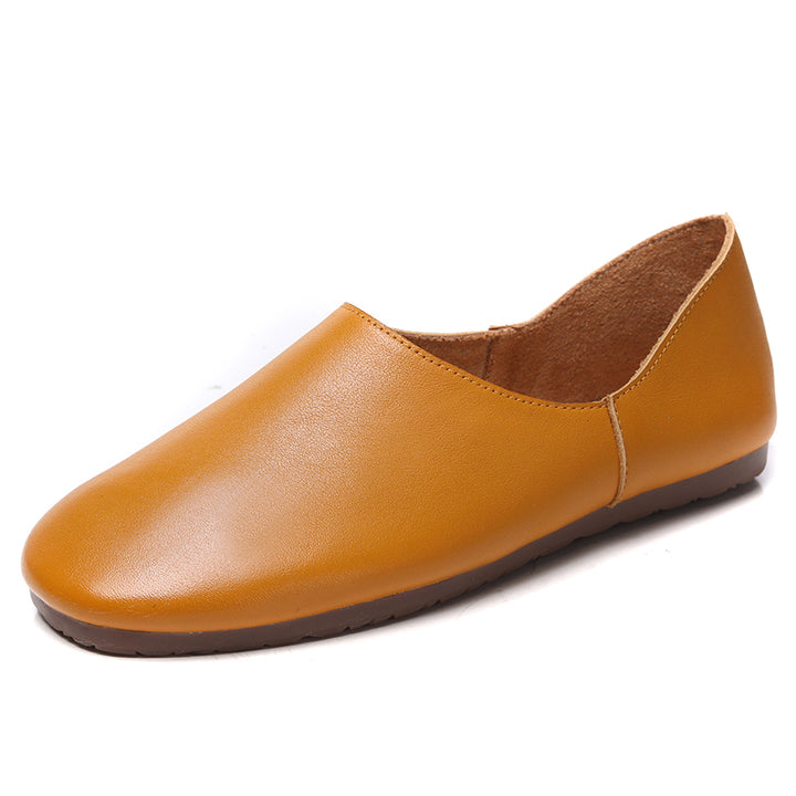 Women's Soft Leather Slip On Ballet Flats Comfortable Driving Loafers