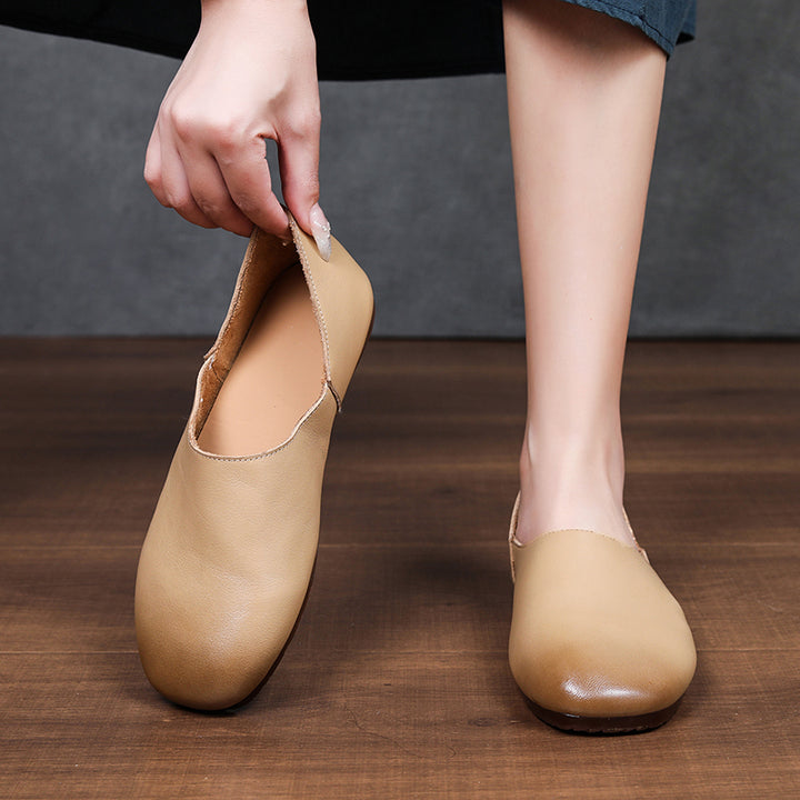Women's Soft Leather Slip On Ballet Flats Comfortable Driving Loafers