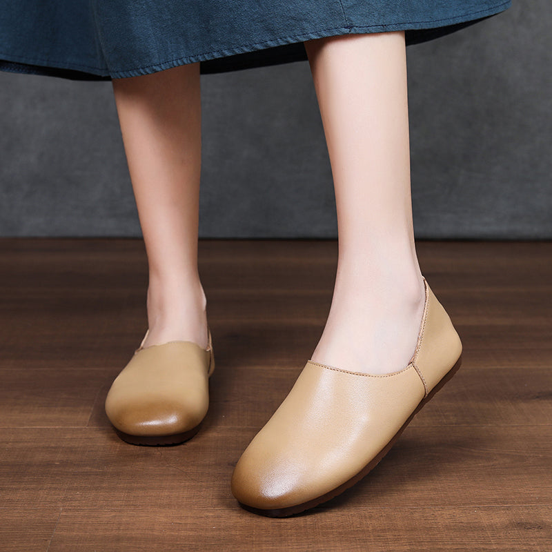 Women's Soft Leather Slip On Ballet Flats Comfortable Driving Loafers