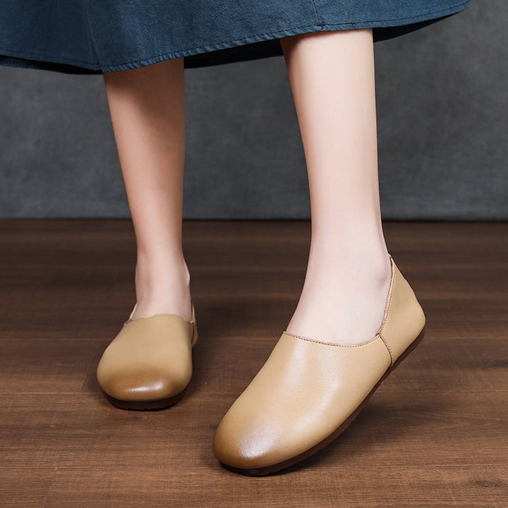 Women's Soft Leather Slip On Ballet Flats Comfortable Driving Loafers