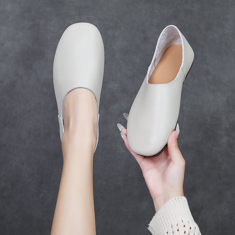 Women's Soft Leather Slip On Ballet Flats Comfortable Driving Loafers
