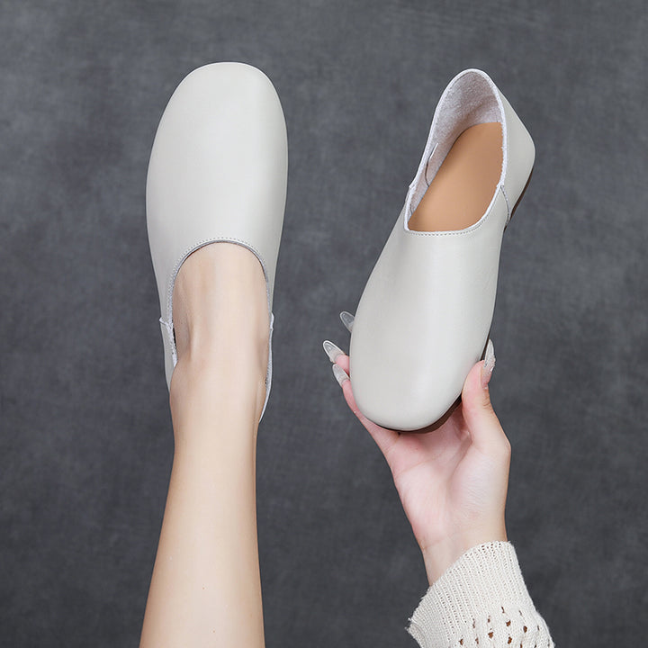Women's Soft Leather Slip On Ballet Flats Comfortable Driving Loafers