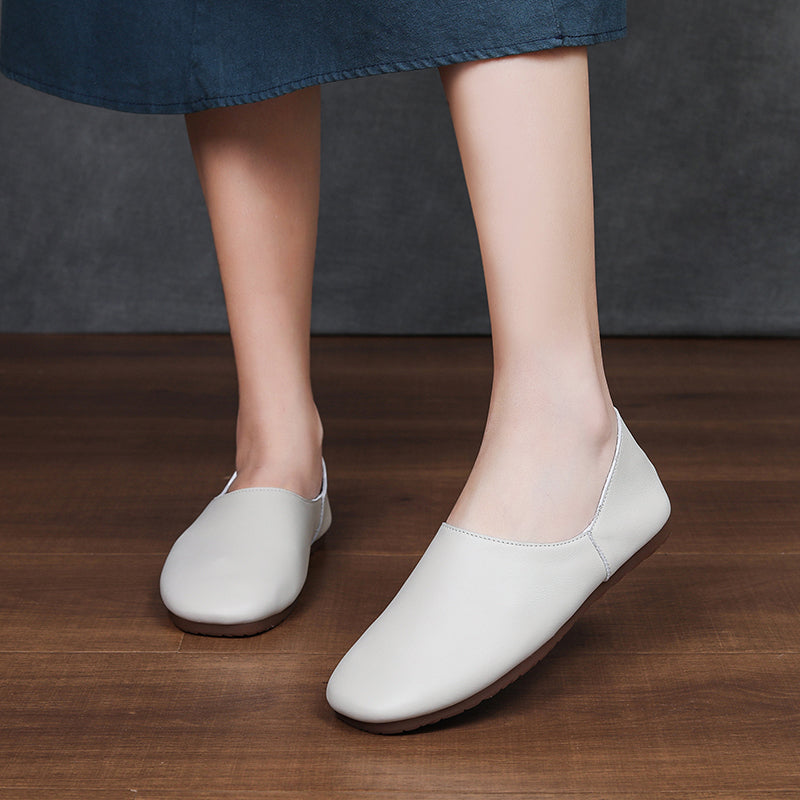 Women's Soft Leather Slip On Ballet Flats Comfortable Driving Loafers