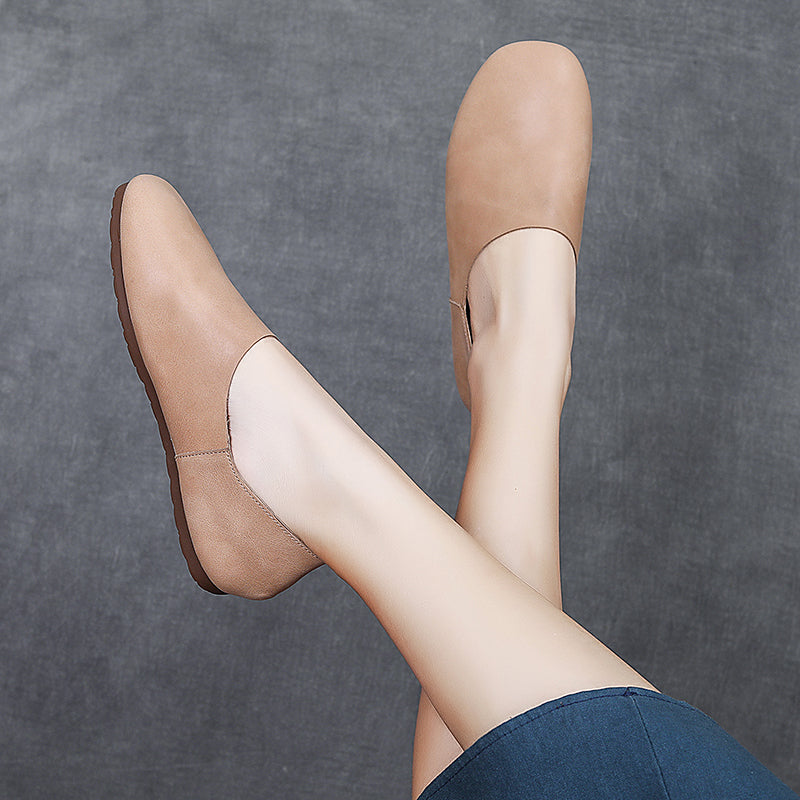 Women's Soft Leather Slip On Ballet Flats Comfortable Driving Loafers