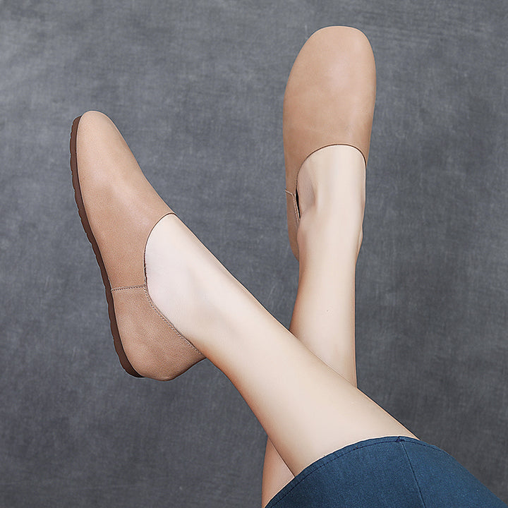 Women's Soft Leather Slip On Ballet Flats Comfortable Driving Loafers