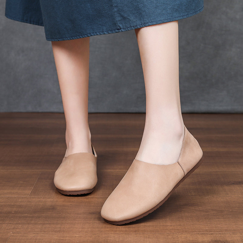 Women's Soft Leather Slip On Ballet Flats Comfortable Driving Loafers