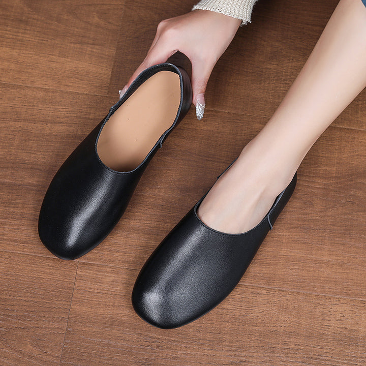 Women's Soft Leather Slip On Ballet Flats Comfortable Driving Loafers