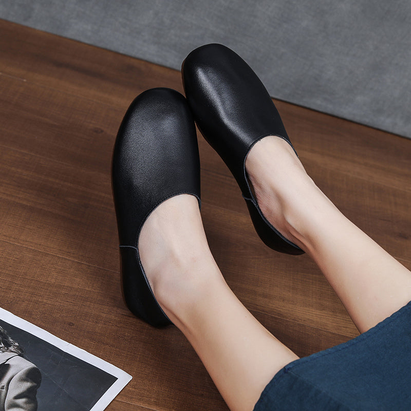 Women's Soft Leather Slip On Ballet Flats Comfortable Driving Loafers