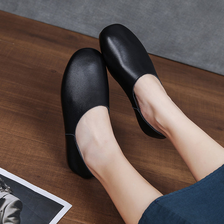 Women's Soft Leather Slip On Ballet Flats Comfortable Driving Loafers