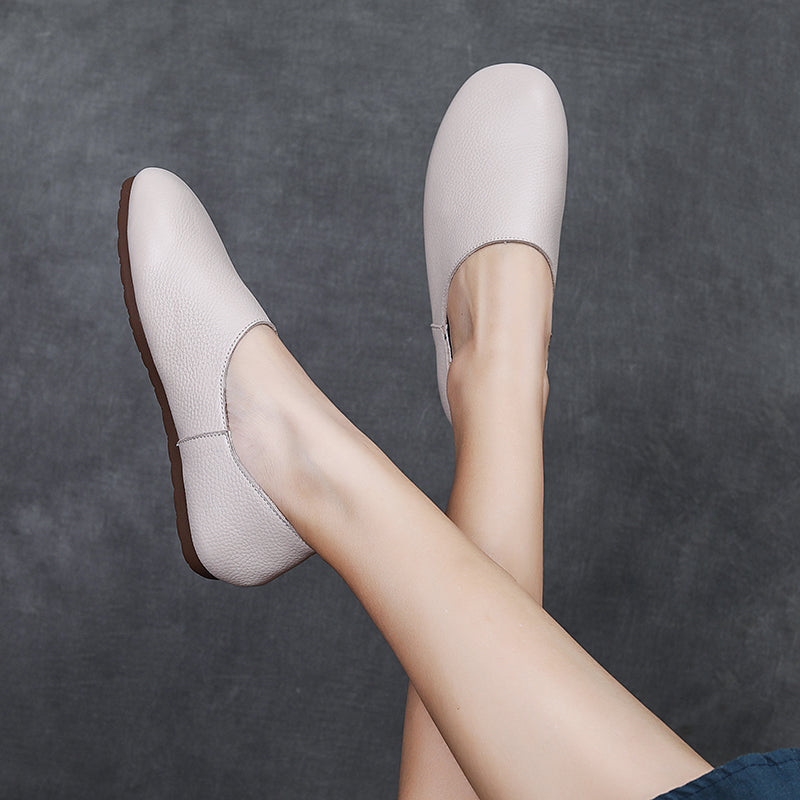 Women's Soft Leather Slip On Ballet Flats Comfortable Driving Loafers