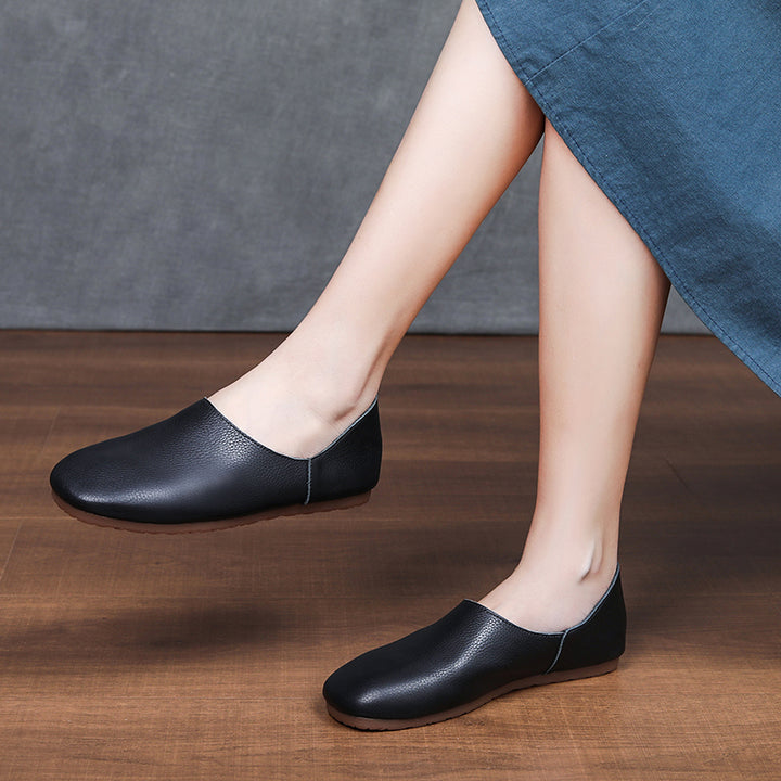 Women's Soft Leather Slip On Ballet Flats Comfortable Driving Loafers
