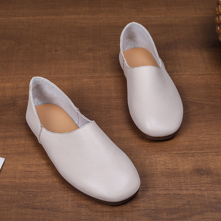 Women's Soft Leather Slip On Ballet Flats Comfortable Driving Loafers
