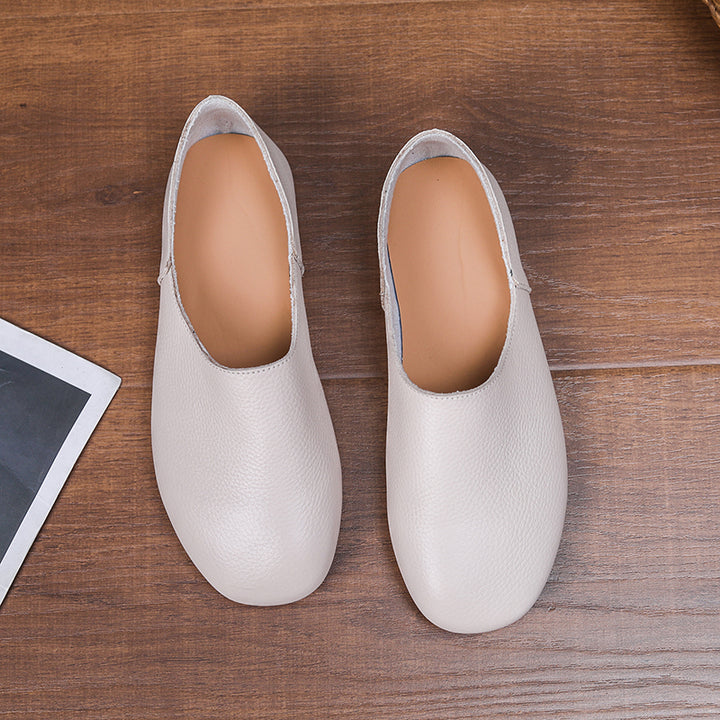 Women's Soft Leather Slip On Ballet Flats Comfortable Driving Loafers