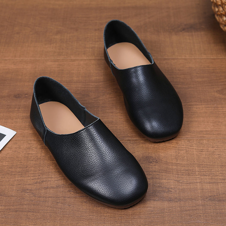 Women's Soft Leather Slip On Ballet Flats Comfortable Driving Loafers