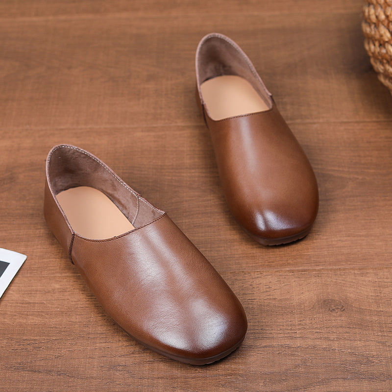Women's Soft Leather Slip On Ballet Flats Comfortable Driving Loafers