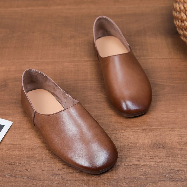 Women's Soft Leather Slip On Ballet Flats Comfortable Driving Loafers