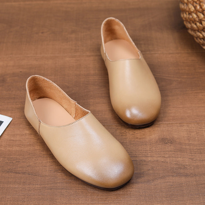 Women's Soft Leather Slip On Ballet Flats Comfortable Driving Loafers