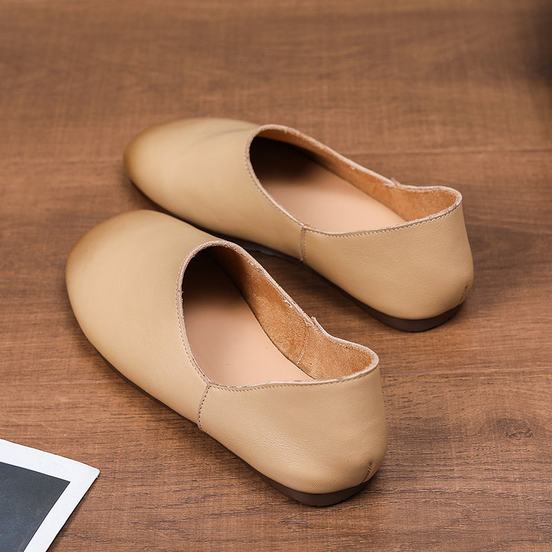 Women's Soft Leather Slip On Ballet Flats Comfortable Driving Loafers