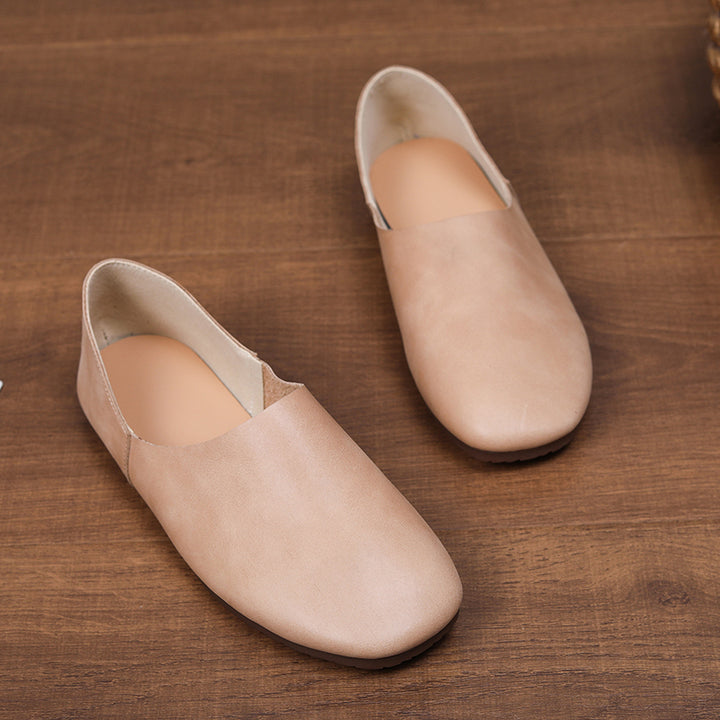 Women's Soft Leather Slip On Ballet Flats Comfortable Driving Loafers