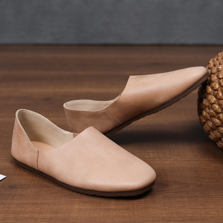 Women's Soft Leather Slip On Ballet Flats Comfortable Driving Loafers