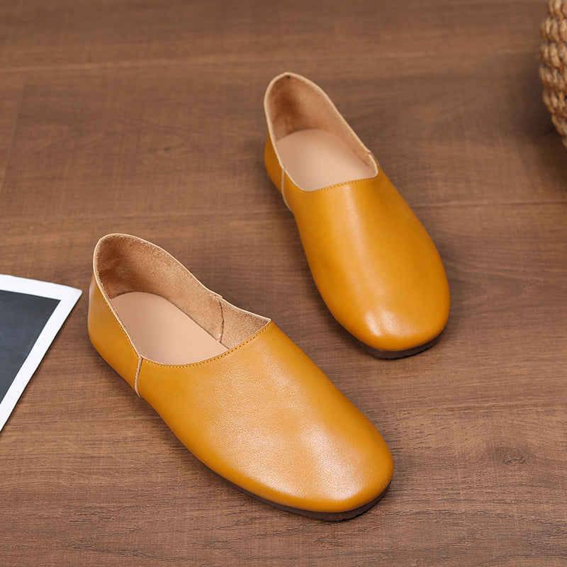 Women's Soft Leather Slip On Ballet Flats Comfortable Driving Loafers