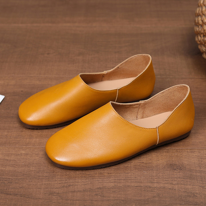 Women's Soft Leather Slip On Ballet Flats Comfortable Driving Loafers