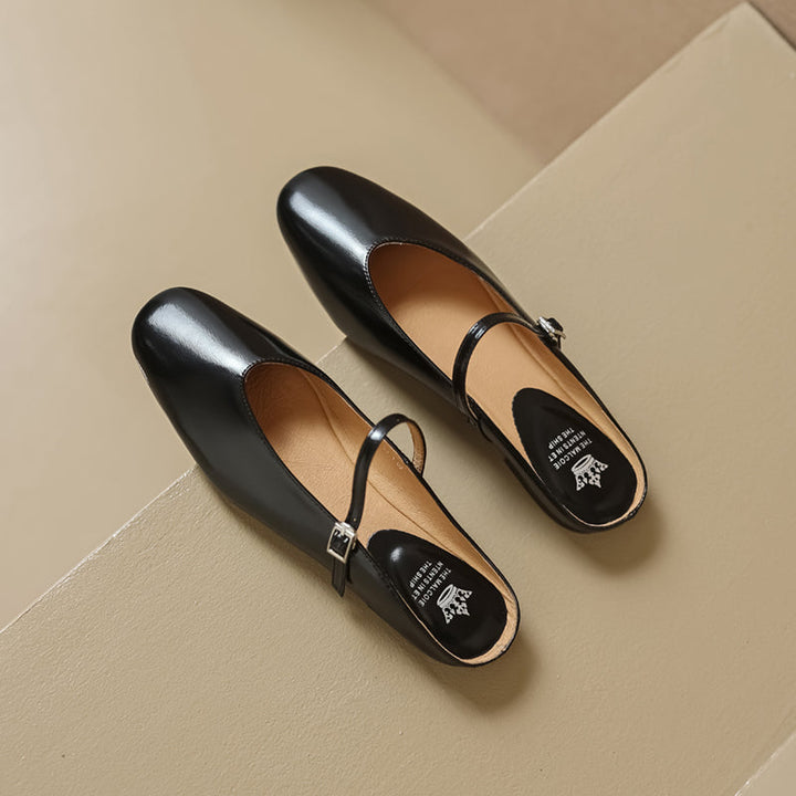 Women's Leather Metallic Color Flat Comfort Mary Jane Mule Shoes